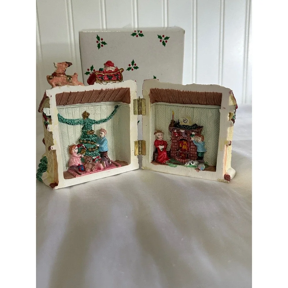 Unbranded Hinged Christmas Figurine‎ Set Multicolor Excellent Hinged Resin Vntge